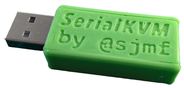 A photo of a USB stick in 3d-printed housing